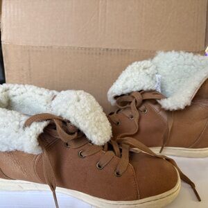 Brown Shearling-Lined Sneakers